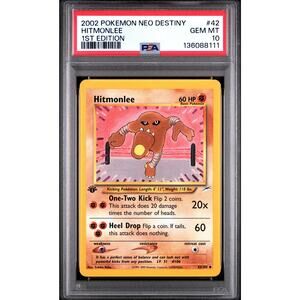 PSA 10 GEM MINT Hitmonlee 42/105 Pokémon 2002 Neo Destiny Uncommon Non Holo Car